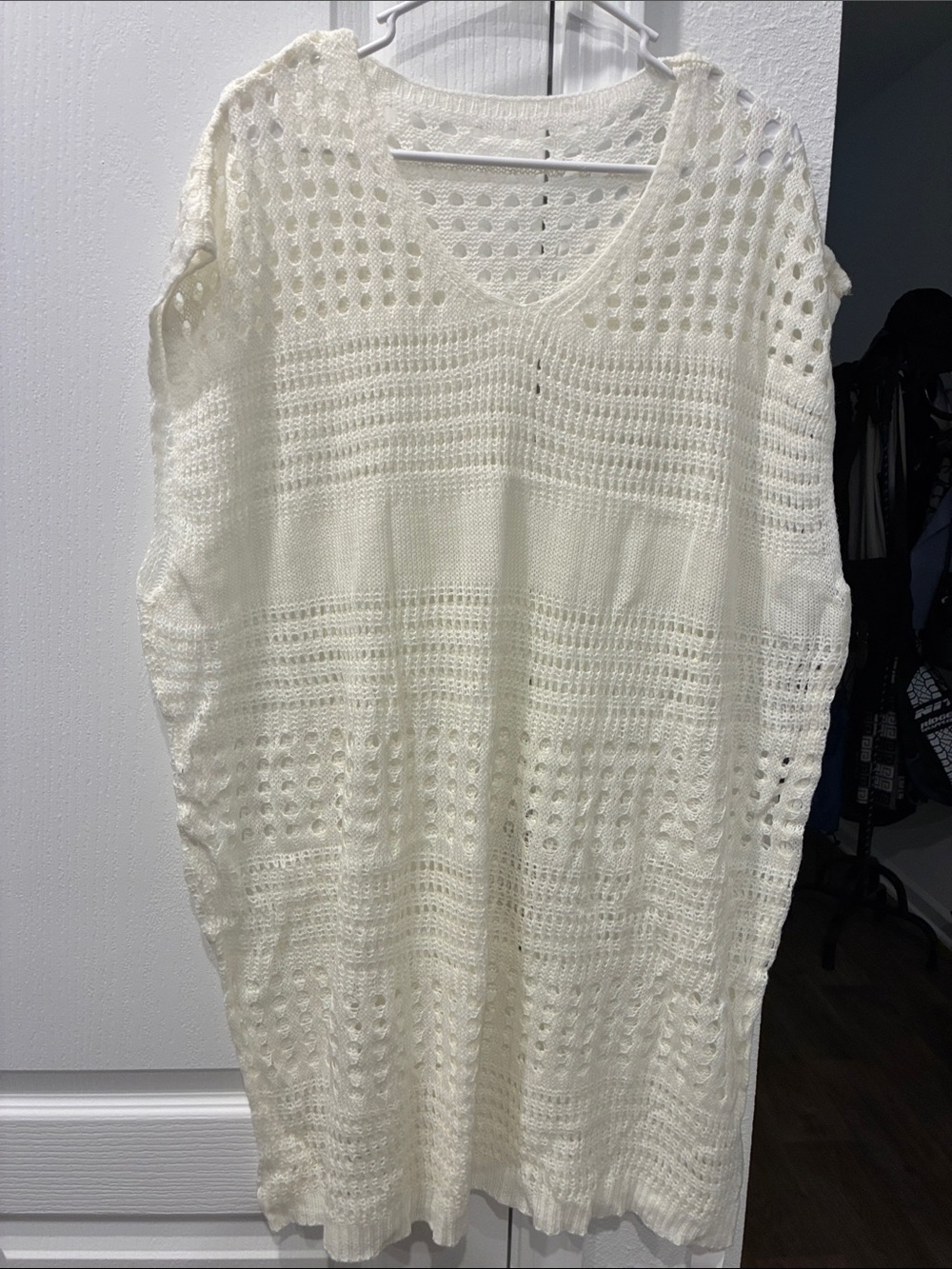 Women’s White Crochet Swim Cover-Up Tunic